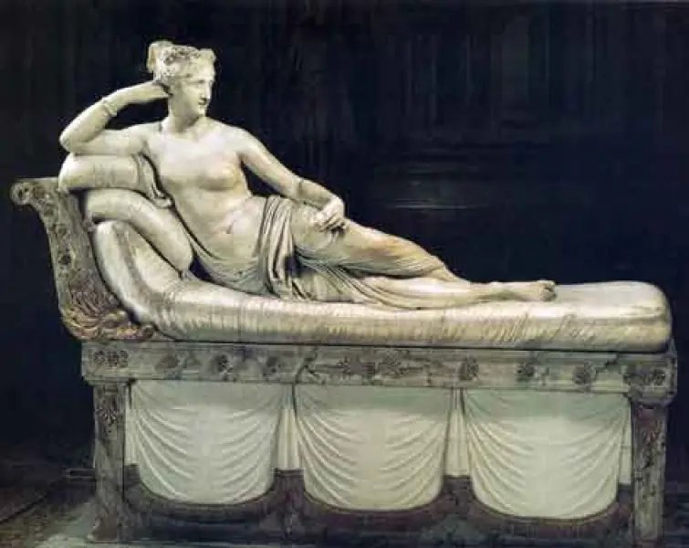 <p>Antonio Canova. Paolina Borghese come Venere vincitrice. 1804-08 Roma. Galleria Borghese.</p>
